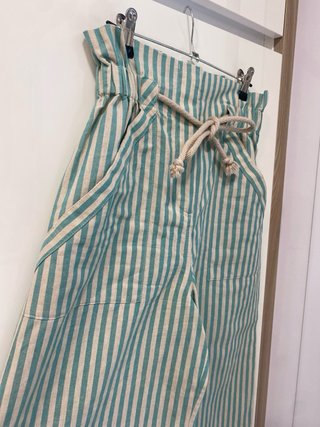 Pantalón rayas Sézane beige y verde T-Xs