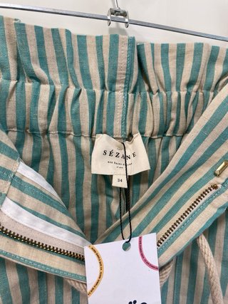 Pantalón rayas Sézane beige y verde T-Xs