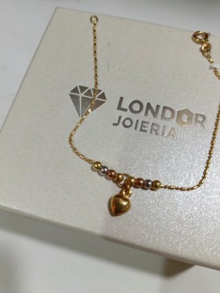 Pulsera oro tricolor 18k corazón Londor Joyeria