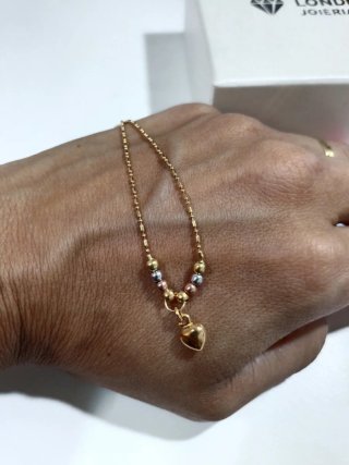 Pulsera oro tricolor 18k corazón Londor Joyeria