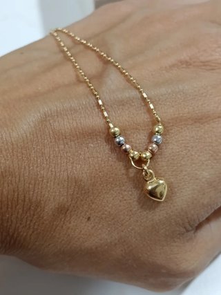 Pulsera oro tricolor 18k corazón Londor Joyeria