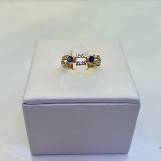 Anillo Oro 18kl con Circonitas Azules