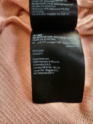 Top H&M XS Mangas Cortas Abullonadas en rosa beige