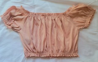Top H&M XS Mangas Cortas Abullonadas en rosa beige