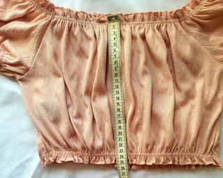 Top H&M XS Mangas Cortas Abullonadas en rosa beige