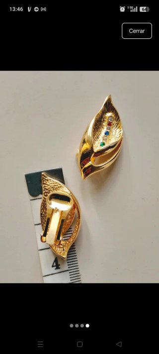 Pendientes vintage hoja cristales multicolor