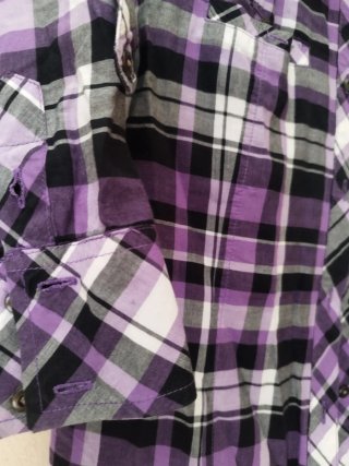 Camisa de cuadros morada y negra mujer