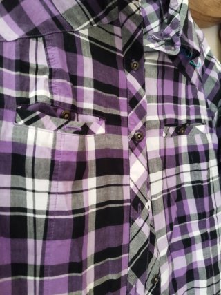 Camisa de cuadros morada y negra mujer