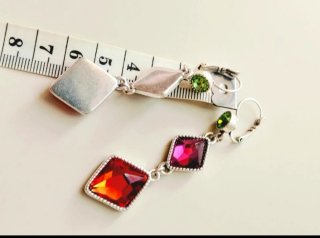 Pendientes Cristales Morado y Rojo