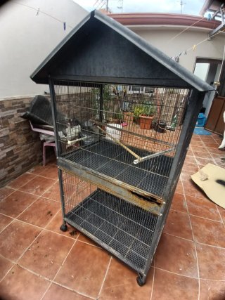 Jaula grande para pájaros con dos divisiones