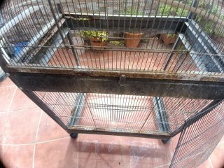 Jaula grande para pájaros con dos divisiones