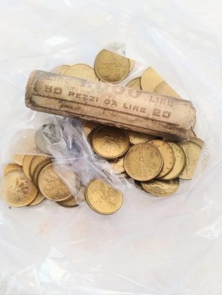 Lotto 100 monete 20 Lire Italiane