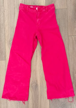 Pantalón vaquero ancho rosa
