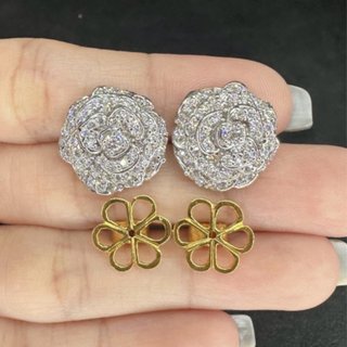 Pendientes Oro 18K Diamantes Naturales Flor