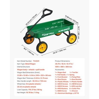 Carro tirado para niños, 101 cm Carros para niños