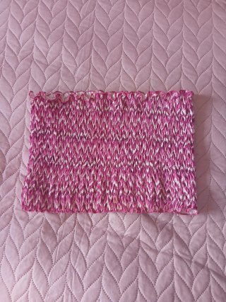 Top bandeau fruncido rosa y blanco