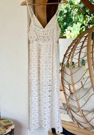 Vestido jumpsuit blanco encaje talla M/38