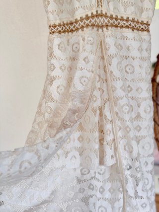 Vestido jumpsuit blanco encaje talla M/38