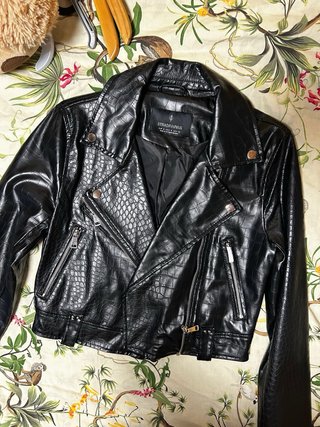 Chaqueta cuero efecto cocodrilo