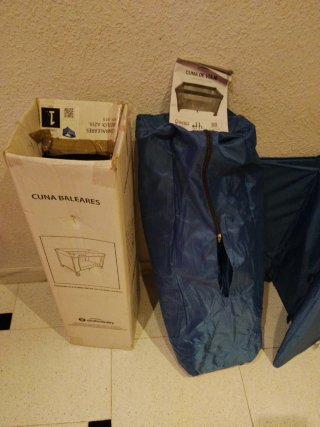 Cuna de viaje plegable azul
