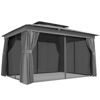 Gazebo de Jardín de 2 Niveles con Mosquiteras y Co