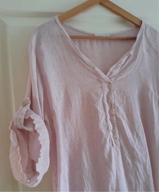 Camicia blusa lino 100% rosa