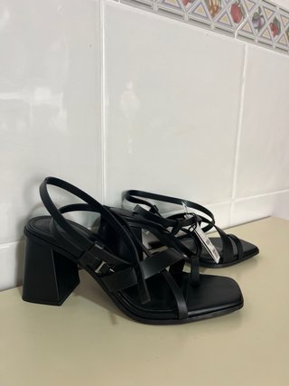 Sandalias tacón negras talla 37