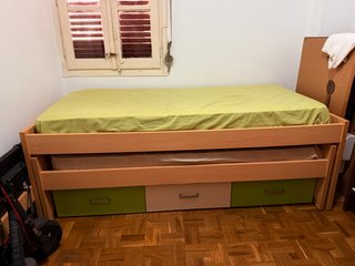 Cama nido madera 3 cajones + 2 colchones