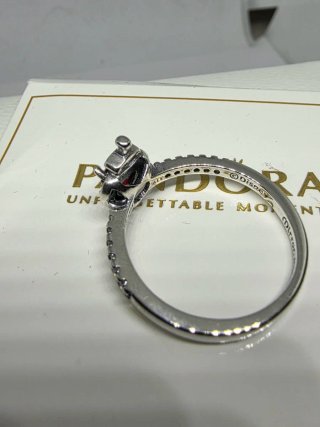 Anillo Pandora Corazón Rojo Plata