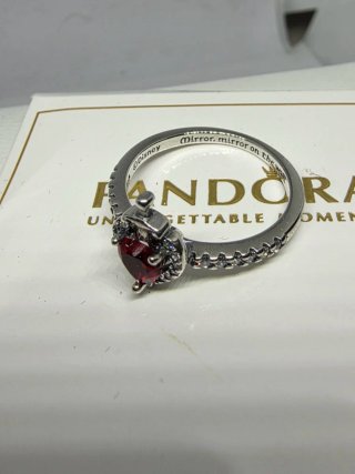 Anillo Pandora Corazón Rojo Plata