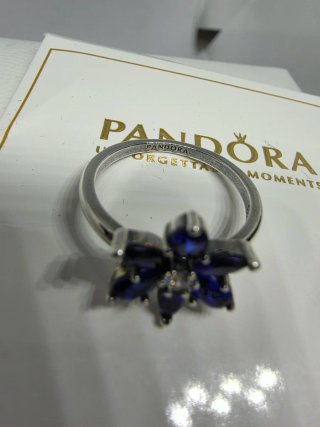 Anillo Pandora Flor Azul medianoche