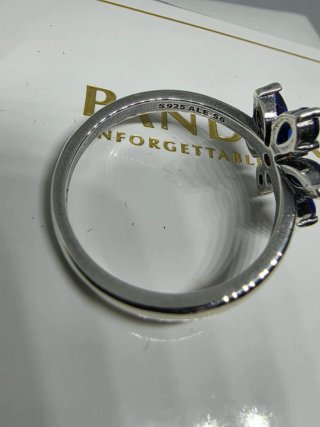 Anillo Pandora Flor Azul medianoche