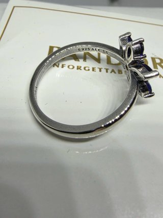 Anillo Pandora Flor Azul medianoche