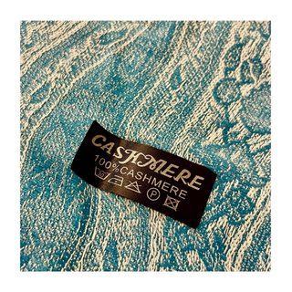 Sciarpa 100% Cashmere Kuwaitiana bianca e azzurra
