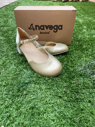 Bailarinas barefoot Navega, cristal oro.