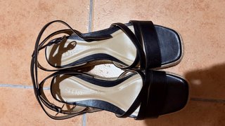 Sandalias Sfera Negras Cuña Esparto