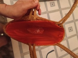 Bolso de paja vintage flores