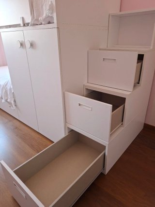 Cama tren blanca alta calidad
