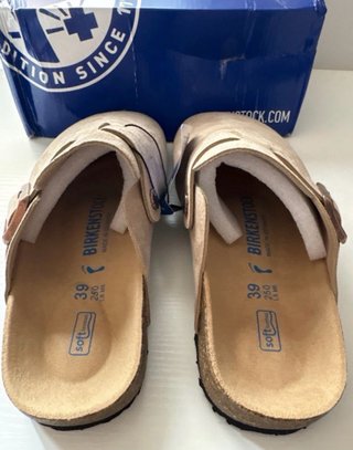 Birkenstock Boston Beige Gamuza Hebilla Ajustable