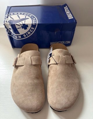Birkenstock Boston Beige Gamuza Hebilla Ajustable