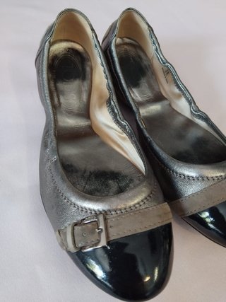 Bailarinas de cuero metalizado y charol Tod's