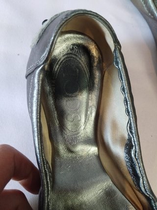 Bailarinas de cuero metalizado y charol Tod's