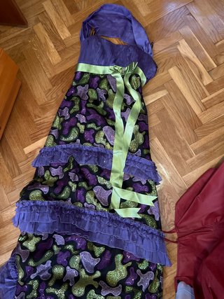 Vestido fiesta morado y verde talla 38