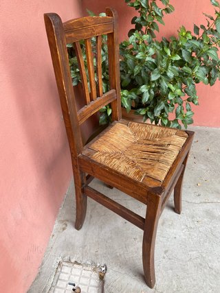 Sedia vintage paglia e legno