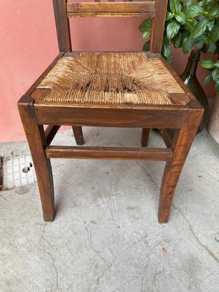 Sedia vintage paglia e legno