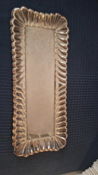 Conjunto bandeja y 2 ceniceros alpaca
