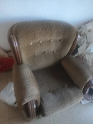 Sillón antiguo retro vintage tela y madera