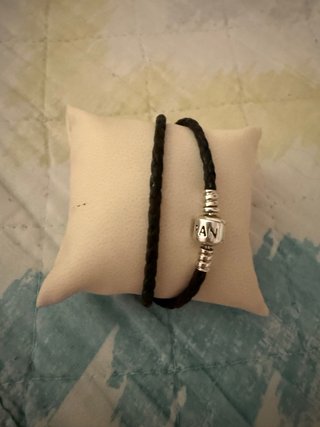 Pulsera Pandora trenzada negra y plata