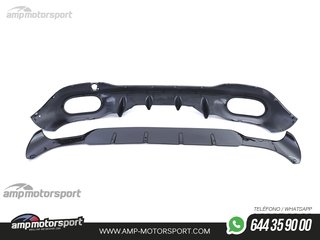 DIFUSOR TRASERO NEGRO BRILLO CON COLAS SIMPLES NEGRAS PARA MERCEDES CLA C118