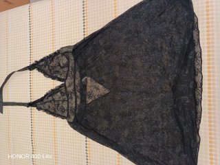 Camisola de dormir de encaje negro